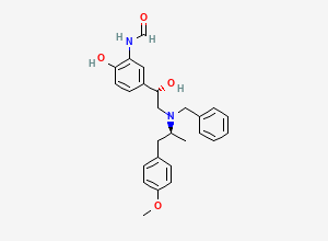 Two-dimensional chemical structure of N-(5-((1S)-2-(Benzyl((1S)-2-(4-methoxyphenyl)-1-methylethyl)amino)-1-hydroxyethyl)-2-hydroxyphenyl)formamide