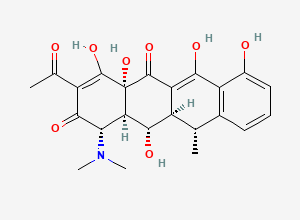 Two-dimensional chemical structure of Doxycycline EP Impurity F/ Doxycycline 2-Acetyl Analog/ 2-Acetyl 2-Decarbamoyl Doxycycline/ Doxycycline Related Compound F, CAS 122861-53-4