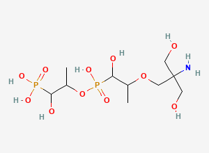 Two-dimensional chemical structure of (2-(((2-(2-Amino-3-hydroxy-2-(hydroxymethyl)propoxy)-1-hydroxypropyl)hydroxyphosphoryl)oxy)-1-hydroxypropyl)phosphonic acid