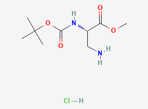 Two-dimensional chemical structure of (S)-Methyl 3-amino-2-((tert-butoxycarbonyl)amino)propanoate hydrochloride