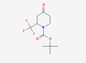Two-dimensional chemical structure of tert-Butyl 4-oxo-2-(trifluoromethyl)piperidine-1-carboxylate