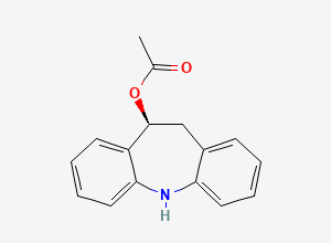 Two-dimensional chemical structure of (S)-10,11-Dihydro-5H-dibenzo[b,f]azepin-10-yl acetate, CAS 1431547-12-4