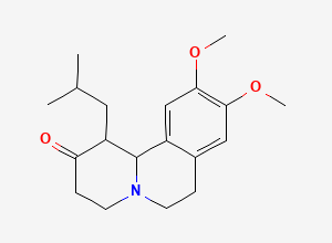 Two-dimensional chemical structure of 1,3,4,6,7,11b-Hexahydro-9,10-dimethoxy-1-(2-methylpropyl)-2H-benzo[a]quinolizine-2-one, CAS 99672-64-7