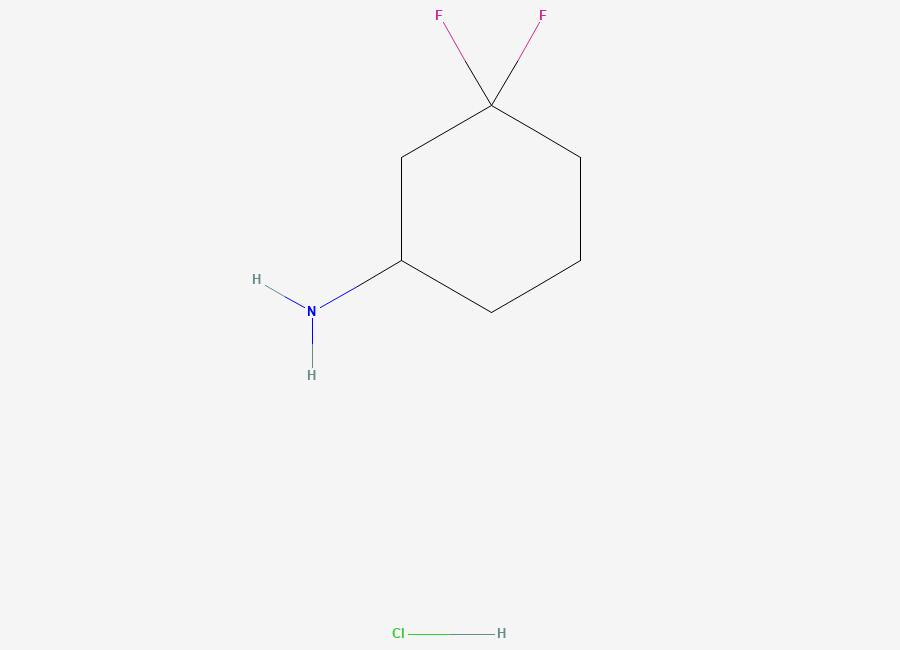 Two-dimensional chemical structure of 3,3-Difluorocyclohexan-1-amine hydrochloride