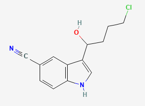 Two-dimensional chemical structure of 3-(4-chloro-1-hydroxybutyl)-1H-indole-5-carbonitrile