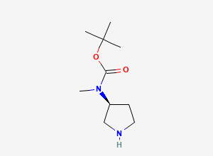Two-dimensional chemical structure of (S)-Methyl-pyrrolidin-3-yl-carbamic acid tert-butyl ester