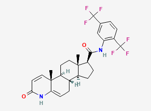 Two-dimensional chemical structure of Dutasteride EP Impurity G / 5,6-Dehydro-17β-Dutasteride / Dutasteride-5ene, CAS 1430804-85-5