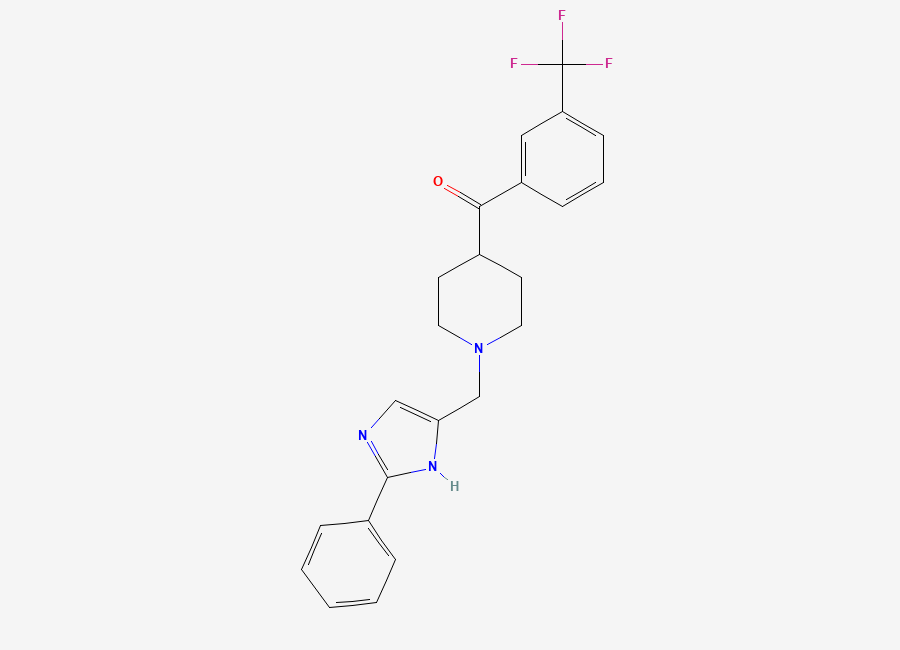 Two-dimensional chemical structure of (1-((2-Phenyl-1H-imidazol-5-yl)methyl)piperidin-4-yl)(3-(trifluoromethyl)phenyl)-methanone