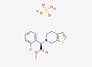 Two-dimensional chemical structure of (R)-Methyl 2-(2-chlorophenyl)-2-(4,5-dihydrothieno[2,3-C]pyridin-6(7H)-YL)acetate sulfate
