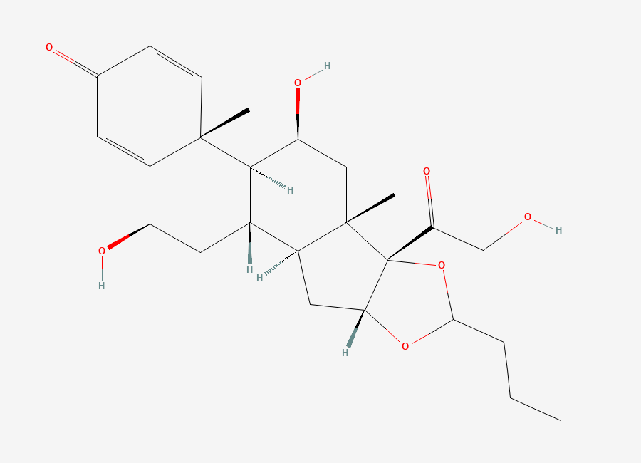 Two-dimensional chemical structure of Budesonide 6-beta-Hydroxy Impurity, CAS 88411-77-2