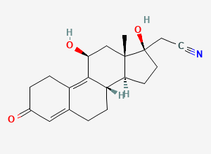 Two-dimensional chemical structure of Dienogest EP Impurity A / 11-Hydroxy Dienogest, CAS 86153-39-1