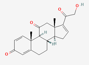 Two-dimensional chemical structure of 21-Hydroxypregna-1,4,16-triene-3,11,20-trione, CAS 102447-86-9