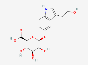 Two-dimensional chemical structure of 5-Hydroxy Tryptophol-O-Glucuronide, CAS 27939-38-4