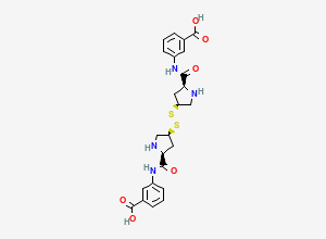 Two-dimensional chemical structure of 3-[[(2S,4S)-4-[[(3S,5S)-5-[(3-Carboxyphenyl)carbamoyl]pyrrolidin-3-yl]disulfanyl]pyrrolidine-2-carbonyl]amino]benzoic acid
