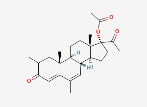 Two-dimensional chemical structure of (2b)-Methyl Megestrol Acetate