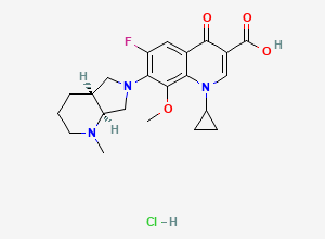 Two-dimensional chemical structure of Moxifloxacin EP Impurity F / Moxifloxacin Related Compund F / N-Methyl Moxifloxacin HCl, CAS 1350716-67-4