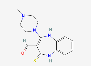 Two-dimensional chemical structure of Olanzapine Thiohydroxymethylidene/ Olanzapine Open Ring Analogue/ Hydroxymethylidene Thione, CAS 1320360-86-8