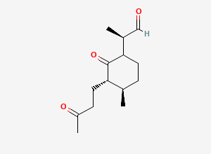Two-dimensional chemical structure of (2S,3R,6RS)-2-(3-Oxobutyl)-3-methyl-6-[(R)-2-propanal]cyclohexanoneMixture of Diastereomers