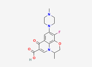 Two-dimensional chemical structure of Ofloxacin EP Impurity D / Ofloxacin 10-Fluoro Isomer / 9-Piperazino Ofloxacin, CAS 197291-75-1