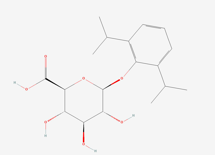 Two-dimensional chemical structure of Propofol O-Glucuronide, CAS 114991-26-3