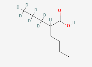 Two-dimensional chemical structure of 2-Propylhexanoic Acid-D7, CAS 1246818-01-8