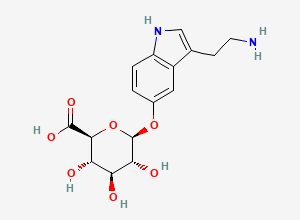 Two-dimensional chemical structure of Serotonin Glucuronide/ 5-Hydroxytryptamine Glucuronide, CAS 18186-43-1