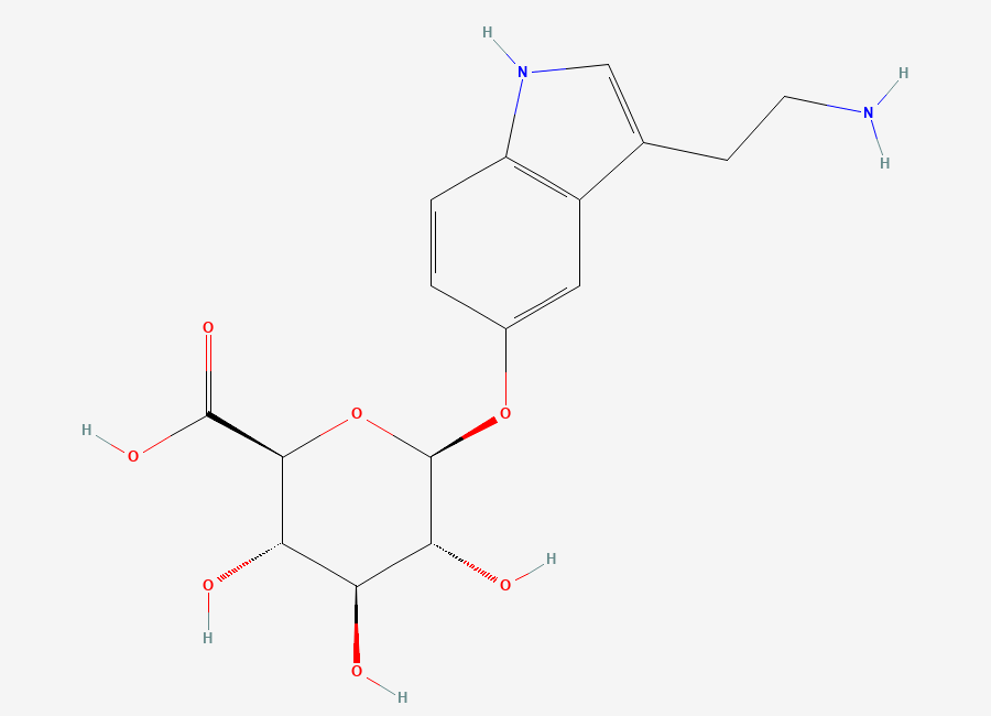 Two-dimensional chemical structure of Serotonin Glucuronide/ 5-Hydroxytryptamine Glucuronide, CAS 18186-43-1