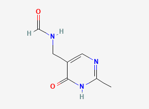 Two-dimensional chemical structure of N-[(2-methyl-6-oxo-1,6-dihydropyrimidin-5-yl)methyl]formamide, CAS 756532-54-4