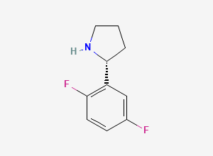 Two-dimensional chemical structure of 2-(2,5-Difluorophenyl)pyrrolidine, (R)-