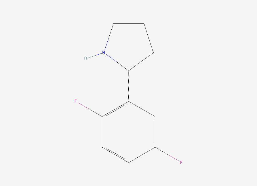Two-dimensional chemical structure of 2-(2,5-Difluorophenyl)pyrrolidine, (R)-