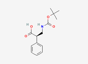 Two-dimensional chemical structure of (R)-3-(Boc-amino)-2-phenylpropionic acid
