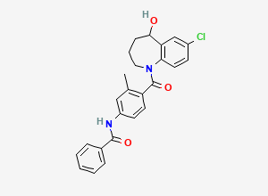 Two-dimensional chemical structure of N-(4-(7-Chloro-5-hydroxy-2,3,4,5-tetrahydro-1H-benzo[b]azepine-1-carbonyl)-3-methylphenyl)benzamide, CAS 1580889-33-3