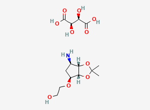 Two-dimensional chemical structure of 2-{[(3aR,4S,6R,6aS)-6-amino-2,2-dimethyltetrahydro-3aH-cyclopenta[d][1,3]dioxol-4-yl]oxy}ethanol (2R,3R)-2,3-dihydroxysuccinate