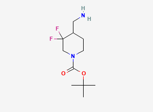 Two-dimensional chemical structure of Tert-butyl 4-(aminomethyl)-3,3-difluoropiperidine-1-carboxylate