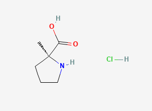 Two-dimensional chemical structure of (S)-2-methylpyrrolidine-2-carboxylic acid hydrochloride
