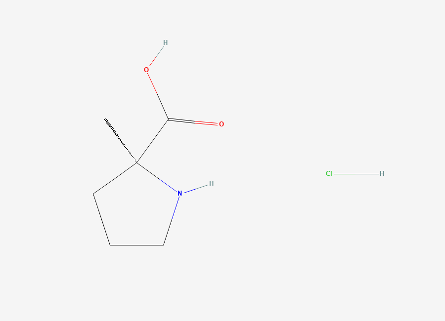 Two-dimensional chemical structure of (S)-2-methylpyrrolidine-2-carboxylic acid hydrochloride