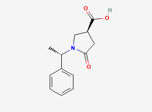 Two-dimensional chemical structure of (3S)-5-oxo-1-[(1S)-1-phenylethyl]pyrrolidine-3-carboxylic acid