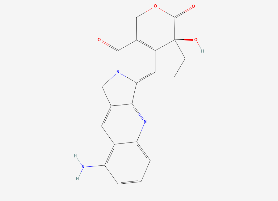 Two-dimensional chemical structure of 9-Aminocamptothecin