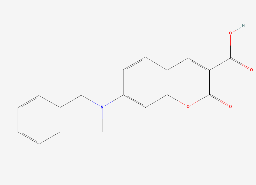 Two-dimensional chemical structure of 7-(N-benzyl-N-methylamino)-2-oxo-2H-chromene-3-carboxylic acid
