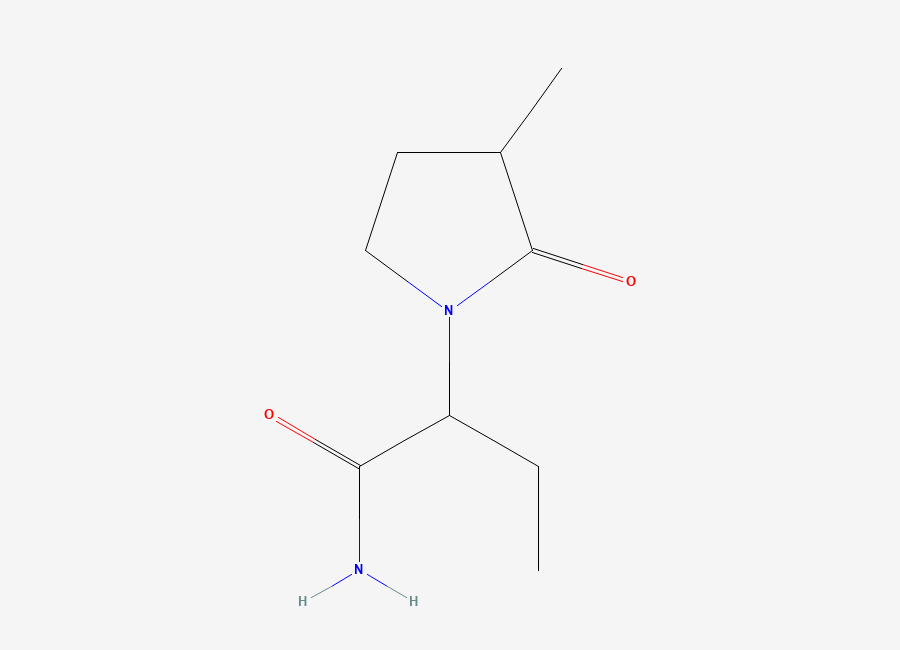 Two-dimensional chemical structure of (2S)-2-(3-Chloro-2-oxopyrrolidin-1-yl)butanamide, CAS 2245069-23-0
