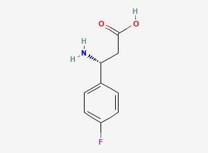 Two-dimensional chemical structure of (R)-3-Amino-3-(4-fluorophenyl)-propionic acid