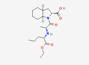 Two-dimensional chemical structure of 1H-Indole-2-carboxylic acid, 1-((2R)-2-(((1S)-1-(ethoxycarbonyl)butyl)amino)-1-oxopropyl)octahydro-, (2R,3aS,7aS)-