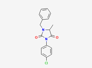 Two-dimensional chemical structure of 1-Benzyl-3-(4-chlorophenyl)-5-methylimidazolidine-2,4-dione
