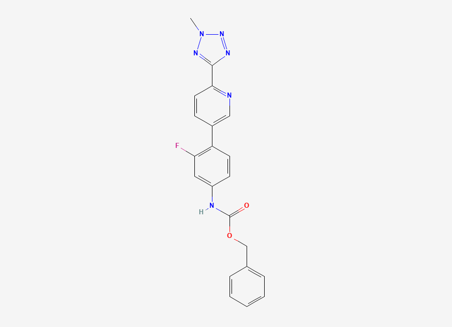Two-dimensional chemical structure of benzyl (3-fluoro-4-(6-(2-methyl-2H-tetrazol-5-yl)pyridin-3-yl)phenyl)carbamate