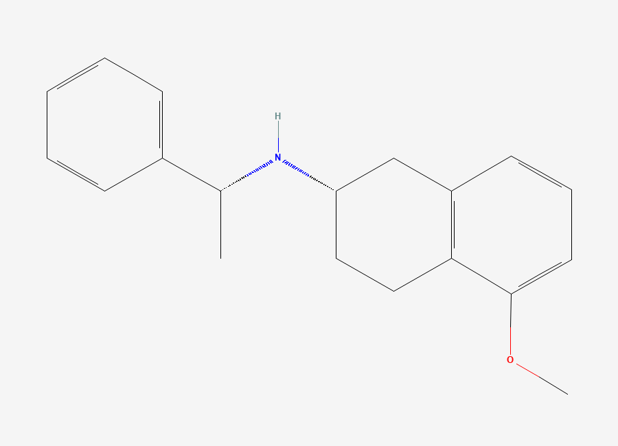 Two-dimensional chemical structure of (S)-5-Methoxy-N-((R)-1-phenylethyl)-1,2,3,4-tetrahydronaphthalen-2-amine