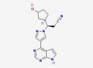 Two-dimensional chemical structure of (3R)-3-(3-Hydroxycyclopentyl)-3-(4-(7H-pyrrolo(2,3-d)pyrimidin-4-yl)pyrazol-1-yl)propanenitrile