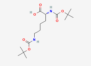 Two-dimensional chemical structure of (R)-2,6-Bis((tert-butoxycarbonyl)amino)hexanoic acid