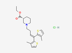 Two-dimensional chemical structure of Tiagabine Related Compound A/ (R)-Tiagabine 4-Carboxy-O-ethyl (HCl Salt), CAS 145821-60-9
