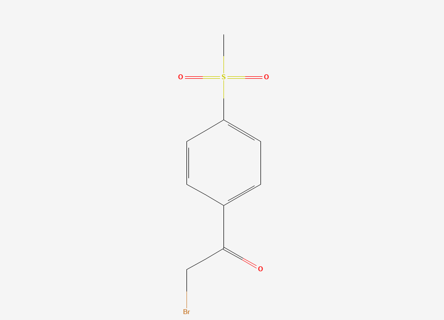 Two-dimensional chemical structure of 2-Bromo-4'-(methylsulfonyl)acetophenone