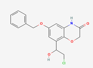 Two-dimensional chemical structure of 8-(2-chloro-1-hydroxyethyl)-6-phenylmethoxy-4H-1,4-benzoxazin-3-one